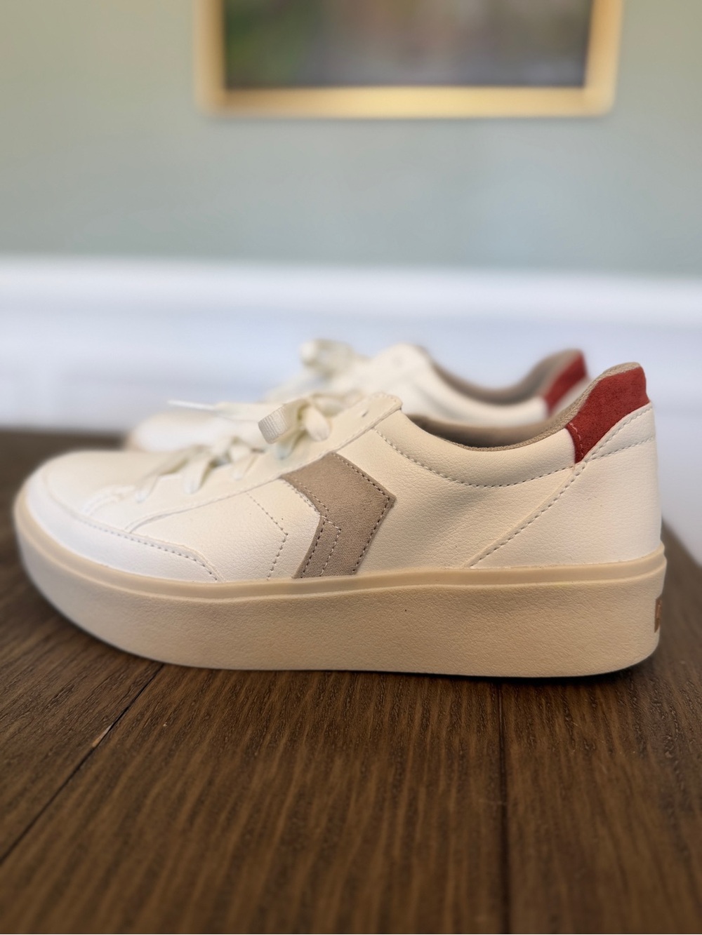 Dr. Scholl’s Madison Lace White Gray Red Sneakers Women’s 7